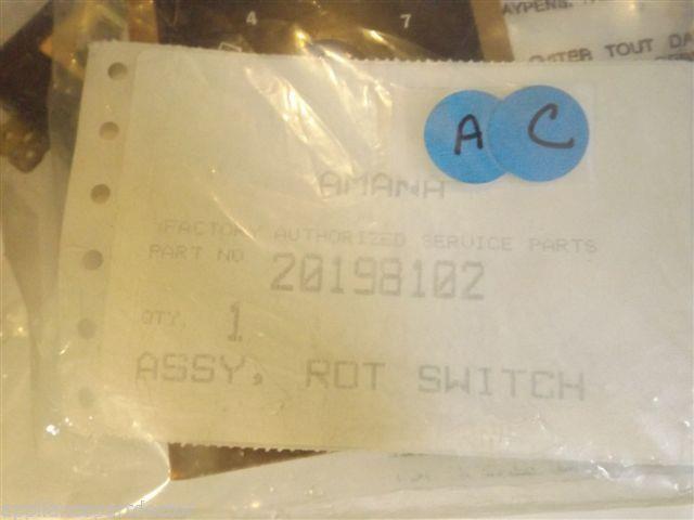 Amana Air Conditioner 20198102 ASSY ROT SWITCH NEW IN BOX Amana Air Conditioner 20198102 ASSY ROT SWITCH NEW IN BOX